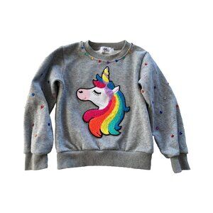 Lola + The Boys Size 6 Happy Unicorn Rainbow Gem Crewneck Sweatshirt